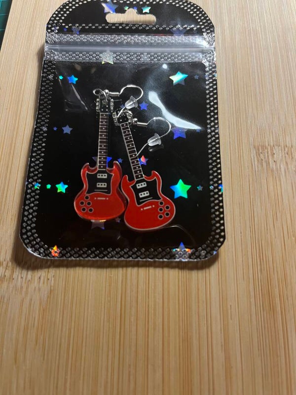 Acrylic guitar fish hook earrings