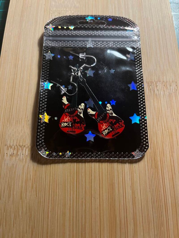 Acrylic guitar fish hook earrings