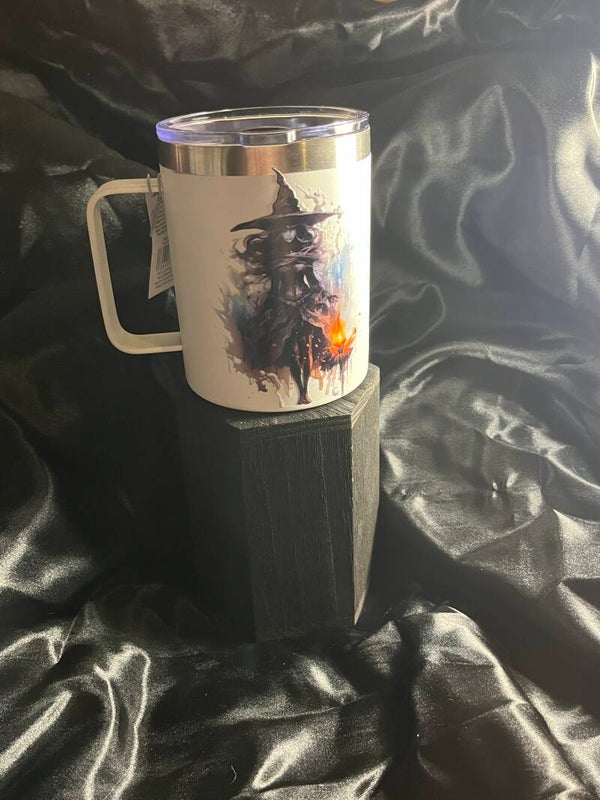 Metal insulated travel mug witch