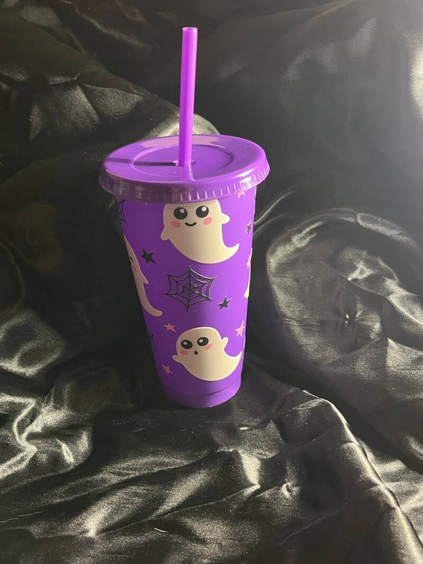 Cold cup with straw 24oz cute ghost