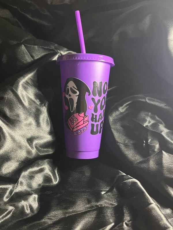 Cold cup with lid and straw 24oz ghost face