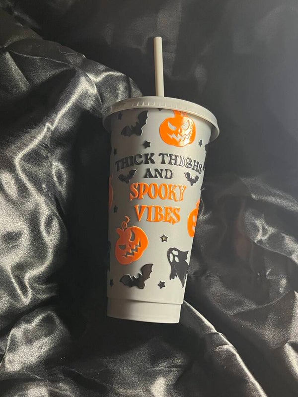 Cold cup with lid and straw 24oz spooky vibes