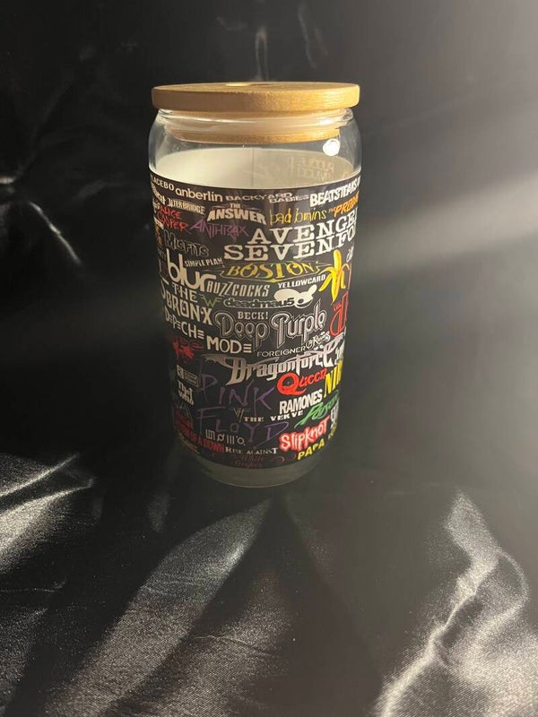 Glass tumbler rock bands