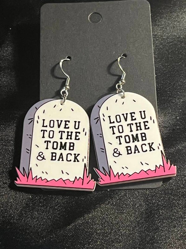 Acrylic gravestone pendant earrings