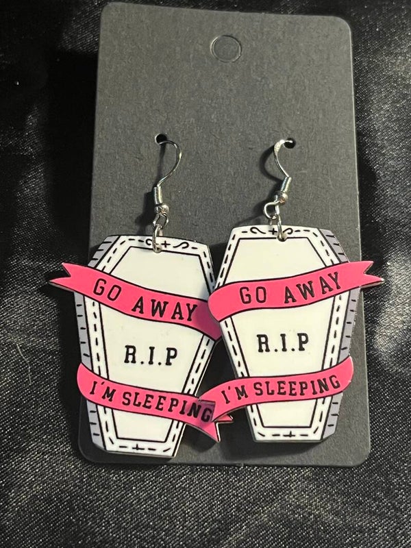 Acrylic coffin pendant earrings