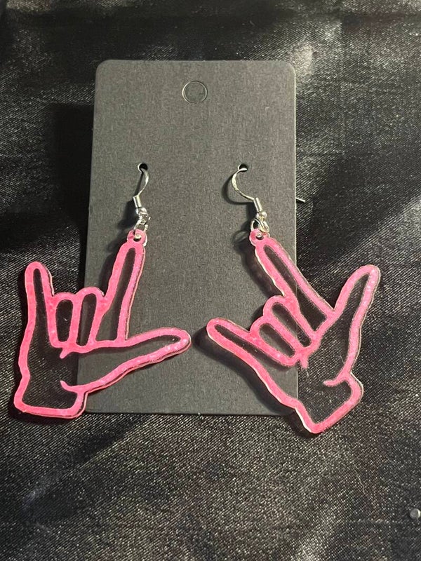 Rock on acrylic earrings