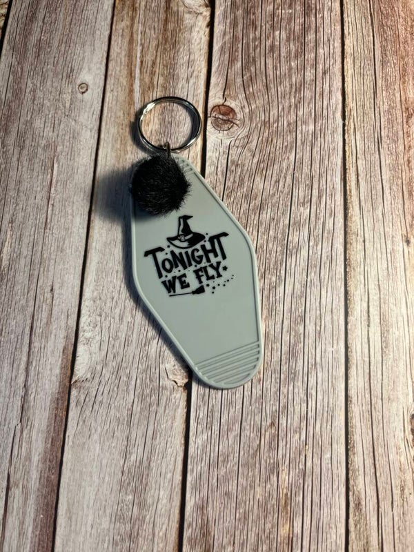 Acrylic hotel style keyring with pom