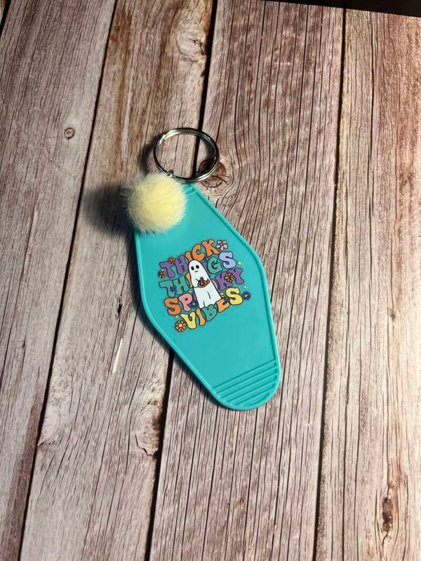 Acrylic hotel style keyring with pom