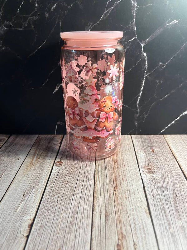 Pink acrylic 16oz libby can gingerbread