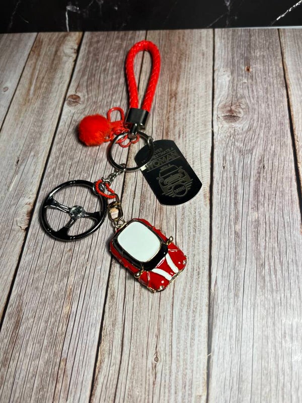 Enamel and metal Mini Cooper bag charm/ keychain