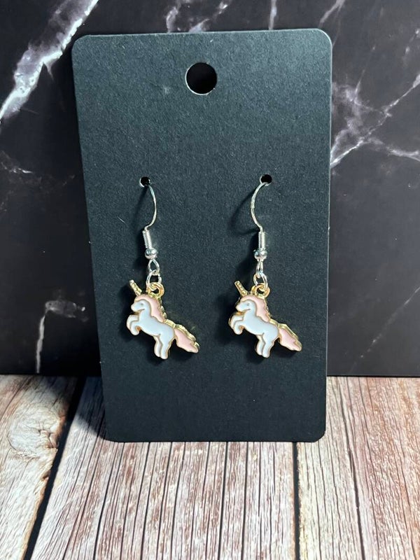 Enamel charm hook earrings
