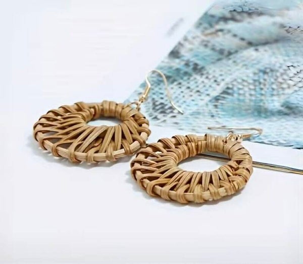 Woven Rattan Earrings