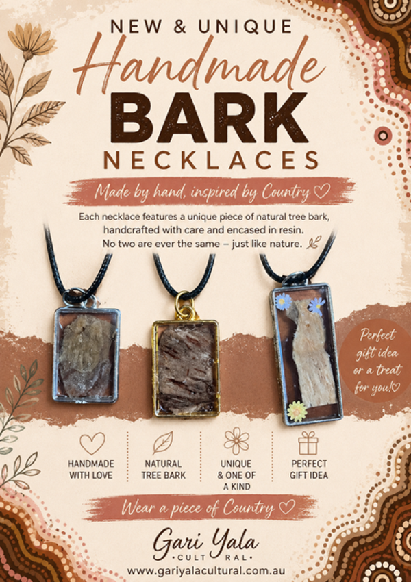 handmade bark necklaces