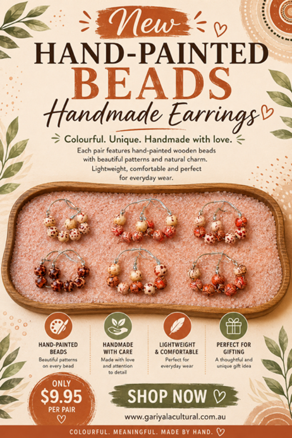 Hand-Painted Bead Handmade Earrings