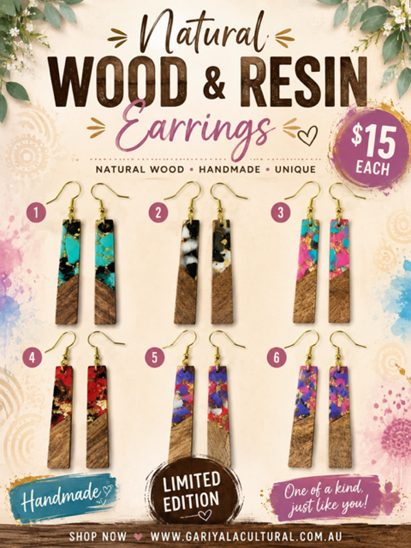 Natural Wood & Resin Earrings