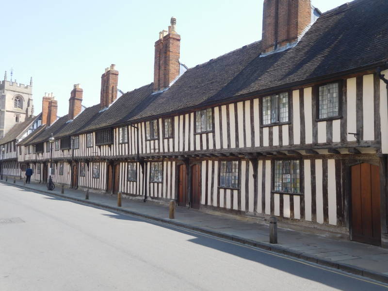 Stratford upon Avon, Armhouses. rijtjeswoning in vakwerk. geweldig