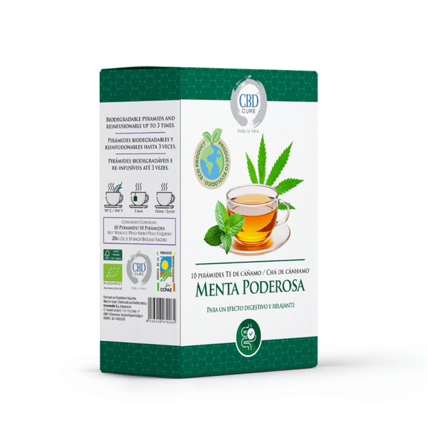 Menta Poderosa · Infusión ecológica de cannabis CBD Cure · Sabor menta