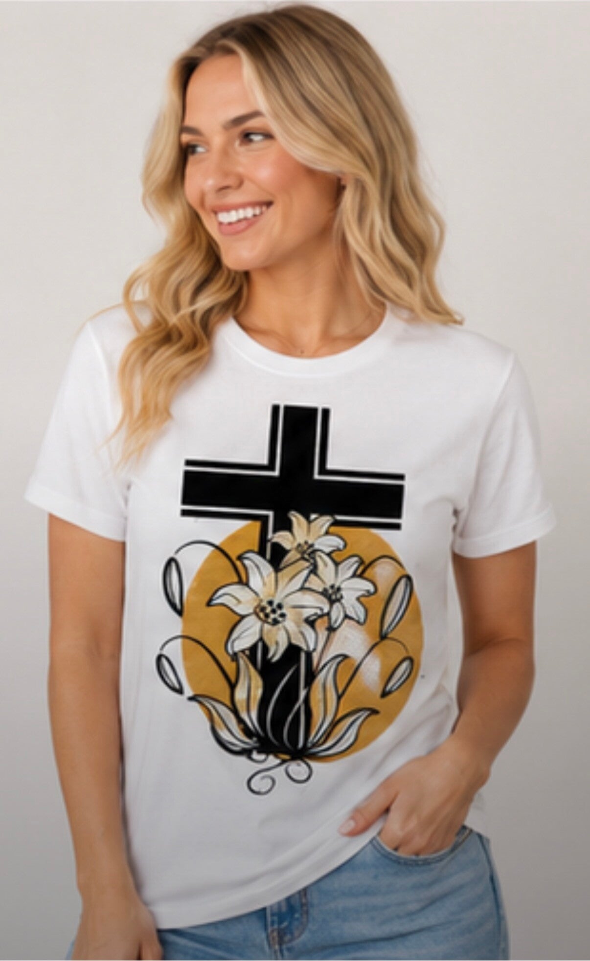 Religious-Cross/Lillies
