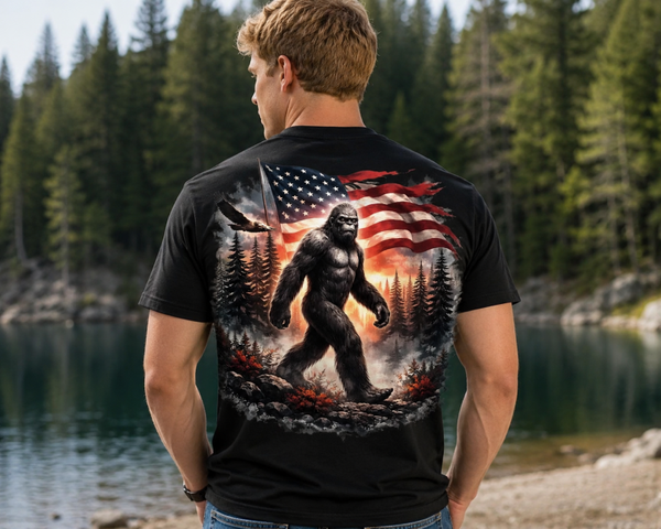 Bigfoot walking Flag
