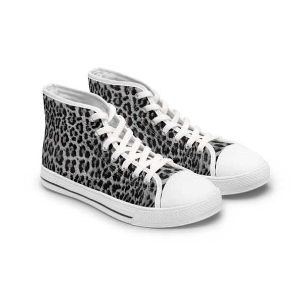 Sneakers alte con stampa leopardata bianca e nera