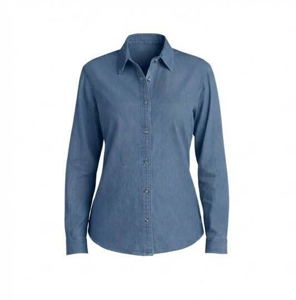 Camicia classica in denim con bottoni | Camicia in denim a maniche lunghe da donna