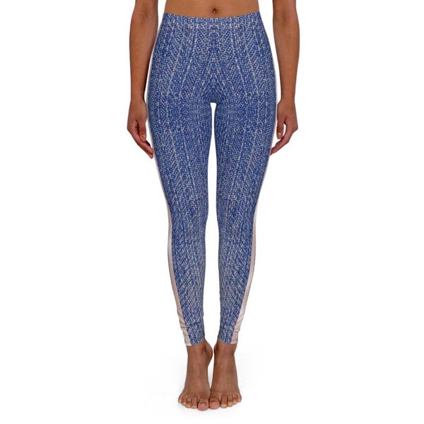 Leggings Blue Knit Texture | Leggings atletici di stampa all-over