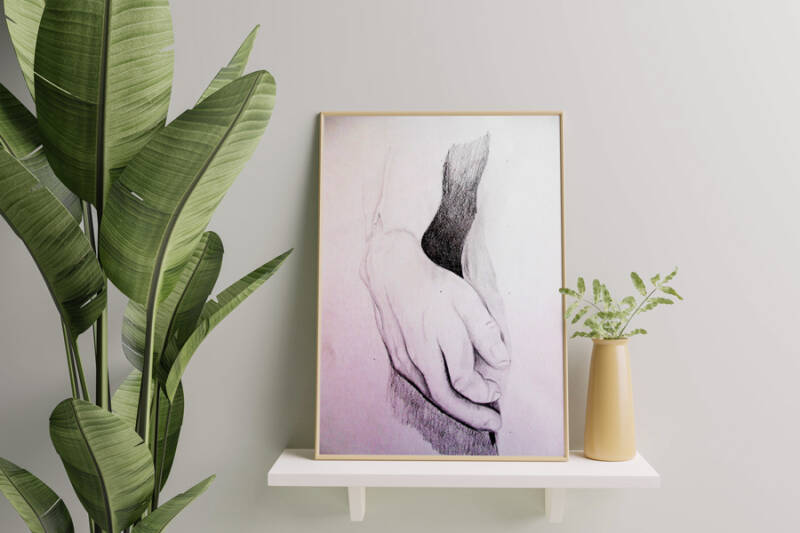 BEAUX-ARTS "La main du David" - Crayon sur papier / format 1/2 raisin