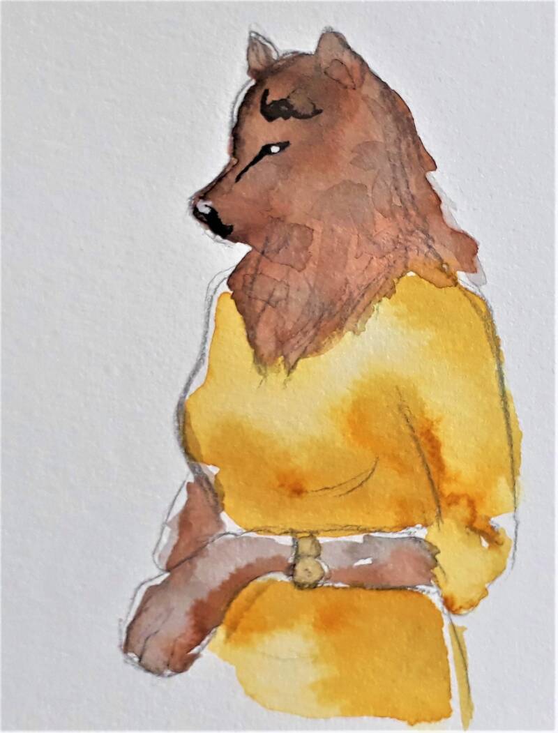 FEMME LOUVE - Encre de Chine sur  papier / format a5