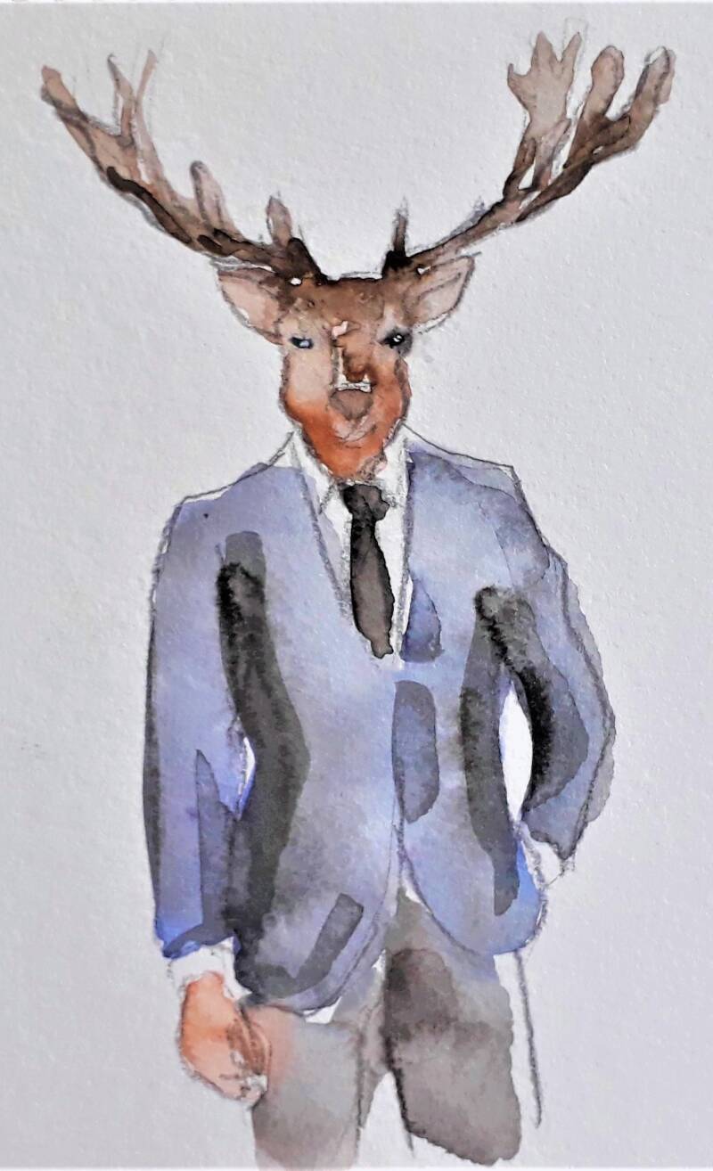 HOMME CERF - Encre de Chine sur  papier / format a5