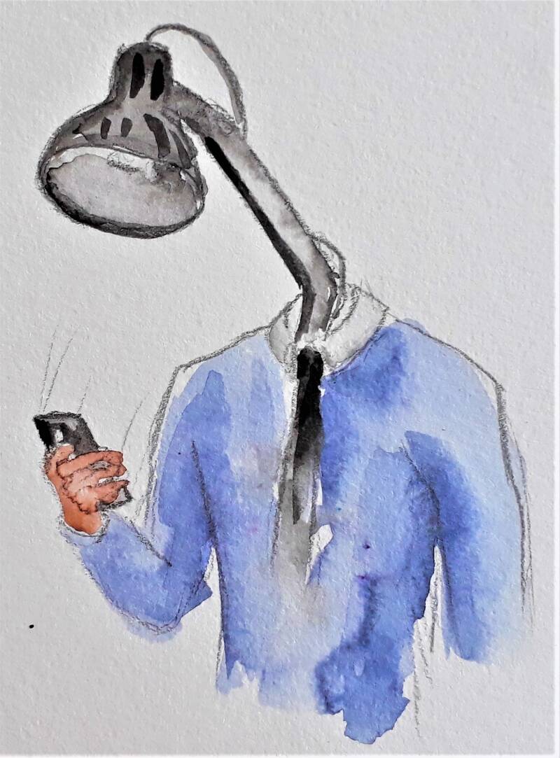 HOMME LAMPE - Encre de Chine sur  papier / format a5