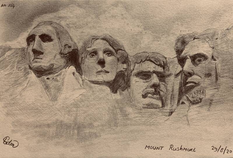 A drawing a day Mount Rushmore 