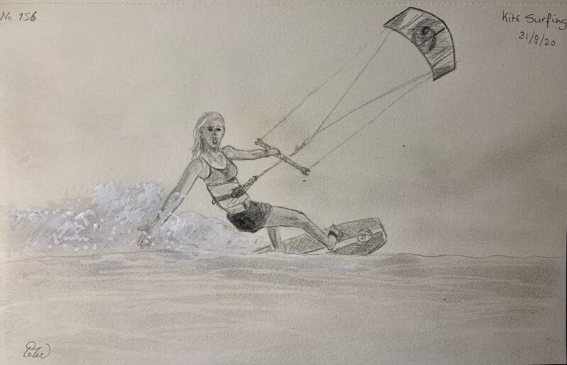 A drawing a day Kite Surfing 