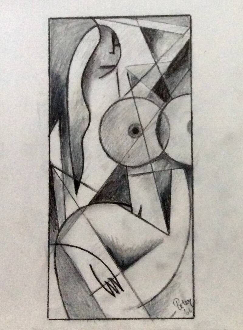 Sketch drawing Naked cubism