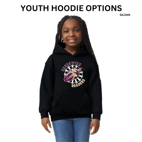 BJR Fan Apparel- Brunswick Roaders Football Youth Hoodie (Gildan)