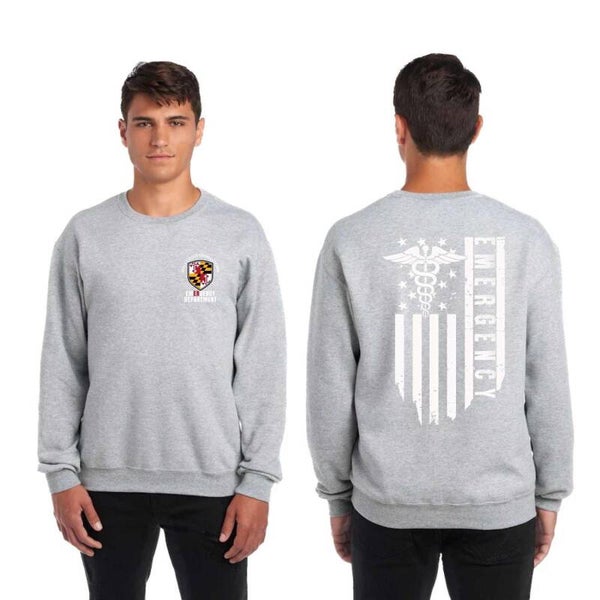 Holy Cross Germantown Emergency Department Flag (White Font) Crewneck Sweatshirt (Jerzees)