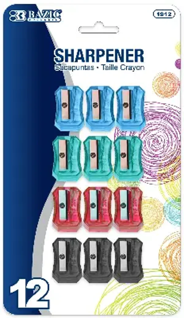 Bazic Felix Square Transparent Pencil Sharpener - Pack of 12 - Each