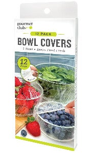 Gourmet Club Reusable Plastic Stretch to Fit Bowl Covers, 12 Count Variety Pack