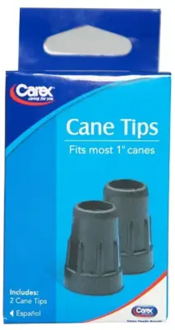 Carex Black Cane Tips - Fits 1" Cane Diameters - Pack of 2