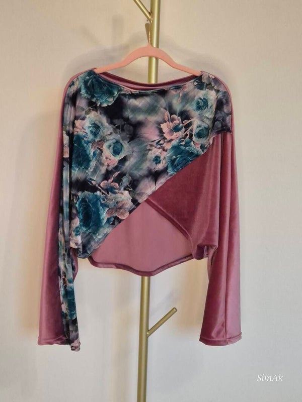 Overslag top - Pink Velvet Flowers