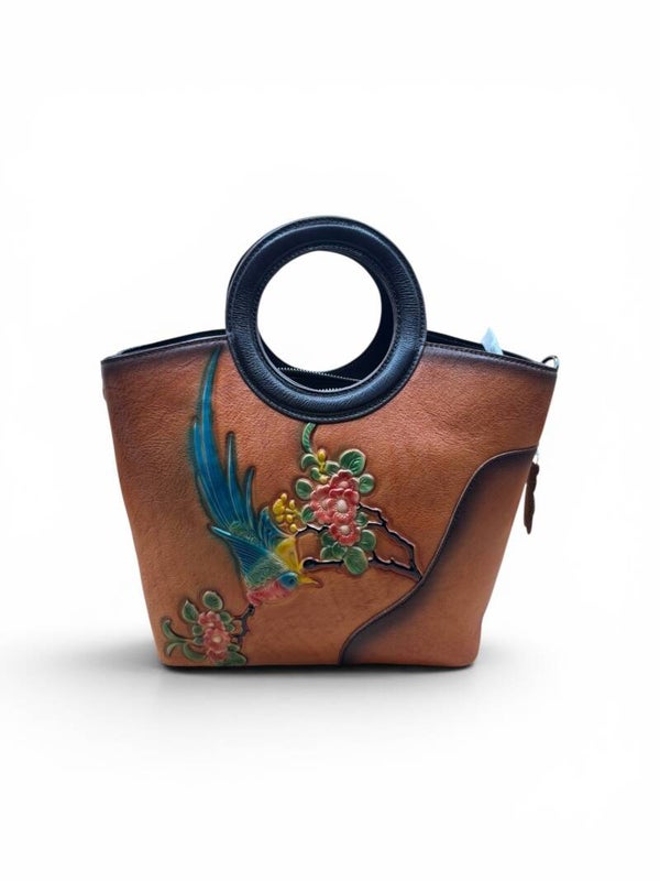 Brown Floral Tote Bag