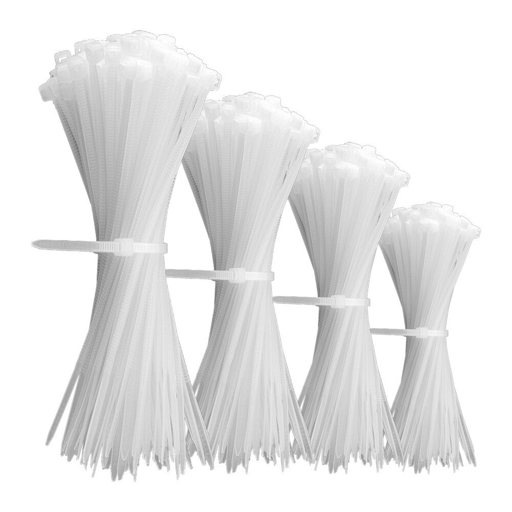 Kabelbinder 200 Stk. weiß Nylon UV-Beständig Verschiedene Längen 100mm 150mm 200mm 300mm