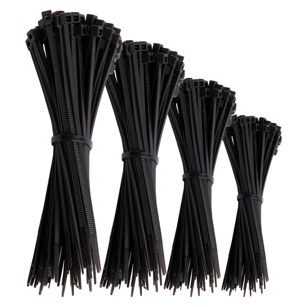 Kabelbinder 200 Stk. Schwarz Nylon UV-Beständig Verschiedene Längen 100mm 150mm 200mm 300mm