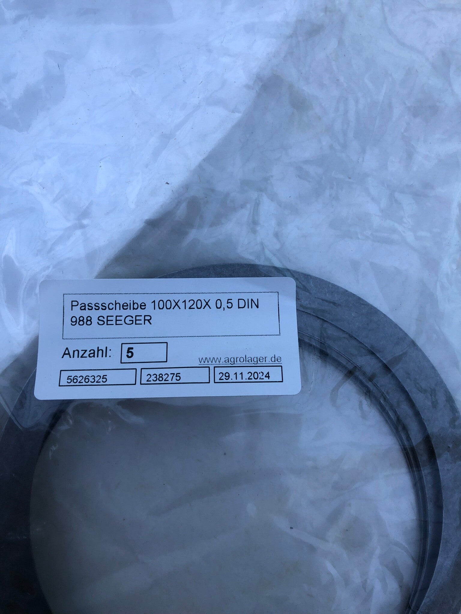 Passscheibe - Distanzscheibe zum Ausgleich von Axialspiel - Distanzscheibe