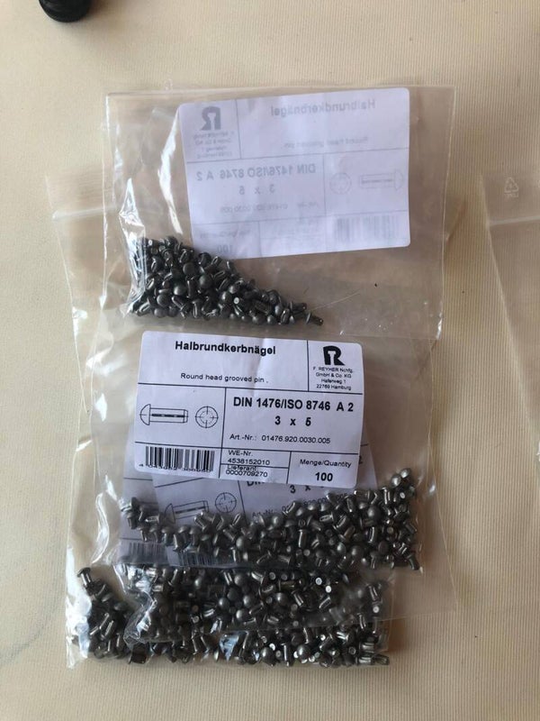 Halbrundkerbnägel - DIN 1476 - Aluminium 2,3x5mm, 3x6mm