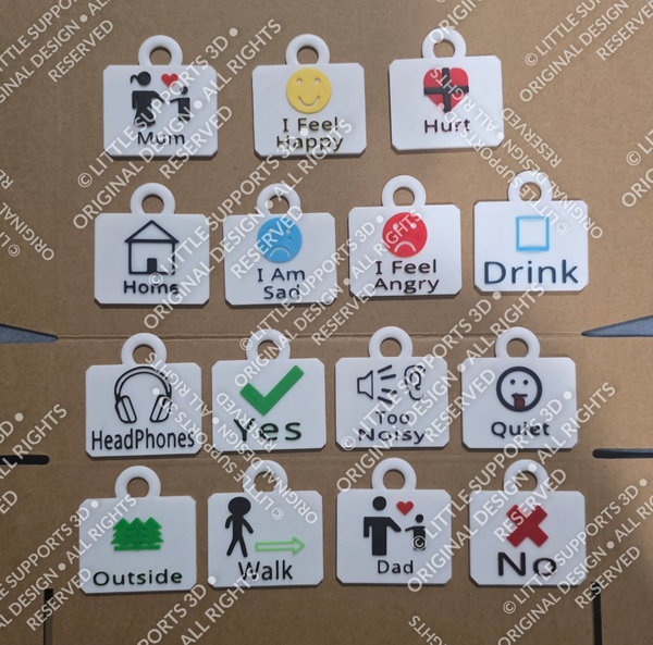 15 Personalised AAC Communication Tags with Lanyard