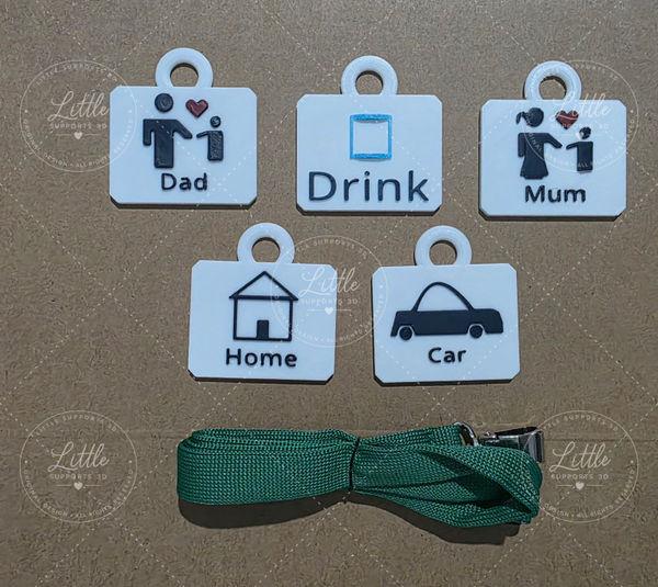 5 Personalised AAC Communication Tags with Lanyard