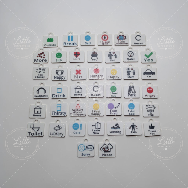43 Personalised AAC Communication Tags with Lanyard