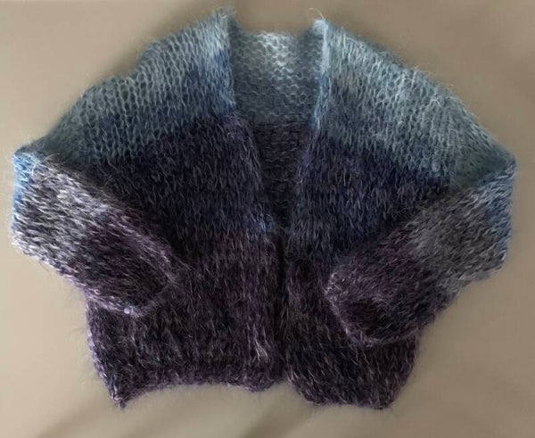 Handgebreid vest blauw