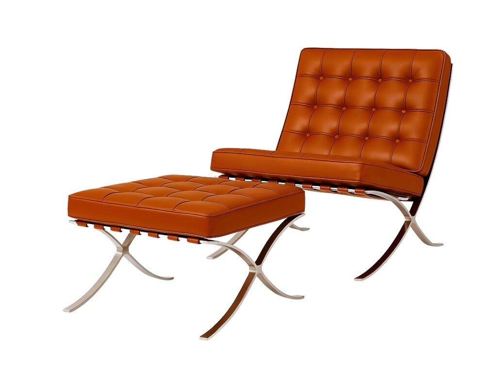 Barcelona Chair Bruin Cognac + Hocker