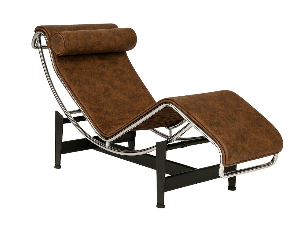 Corbusier Cassina LC4 Stoel Fauteuil Vintage Bruin